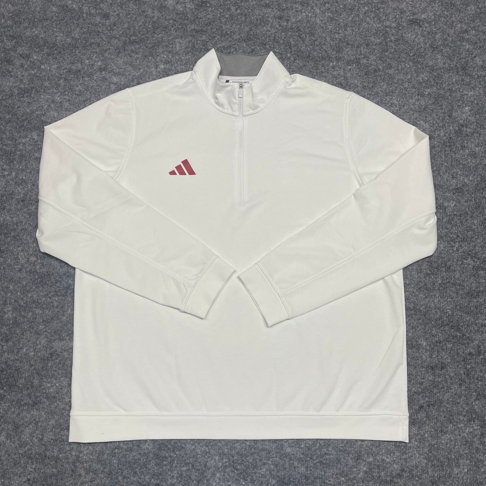 Adidas Pullover Mens XL White Quarter Zip Long Sleeve Training Top Player ID Tag